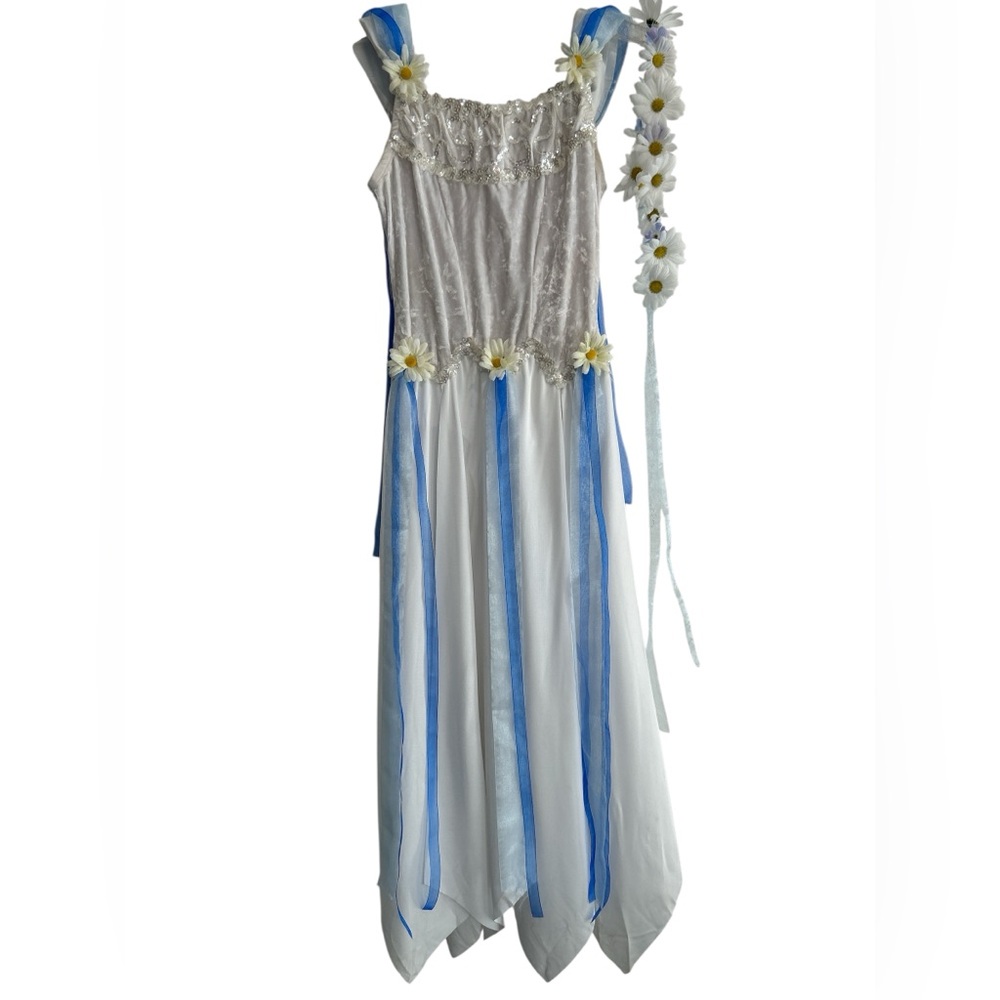 Algy White and Blue Lyrical Dance Costume with Daisy Accents